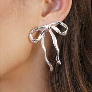 Ettika Silver Ribbon Earrings